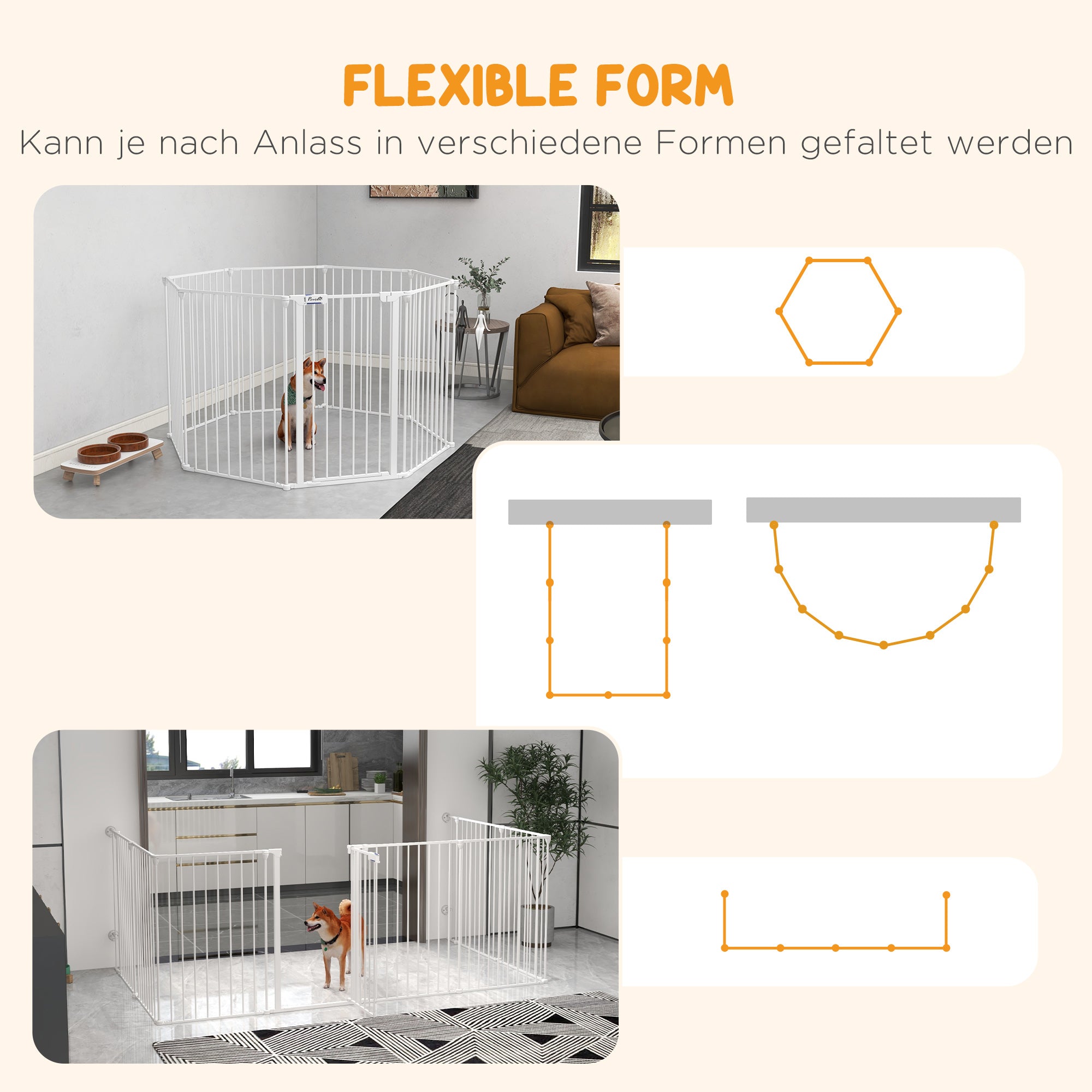 Puppy Playpen, 90cm High, 8 Panels, Foldable, Grey