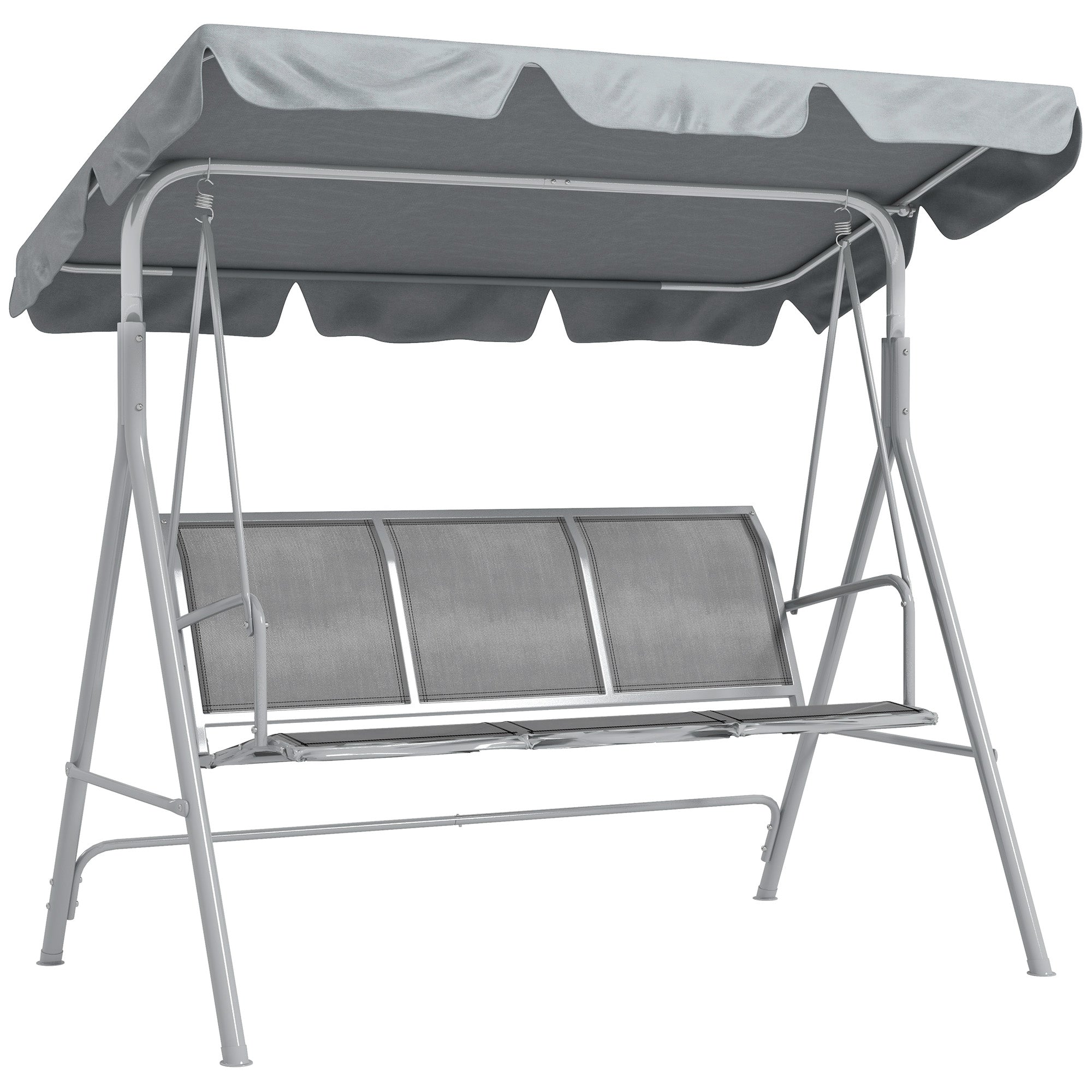 Hollywood Swing 3-Seater Garden Canopy 170x110x153cm, Metal Grey Silver