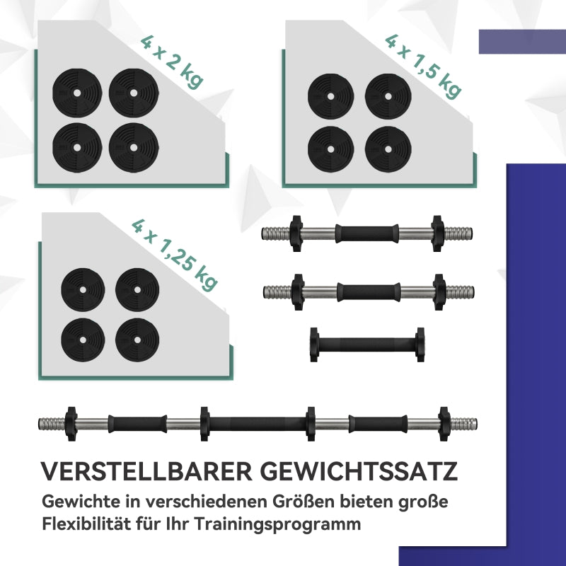 2-in-1 Dumbbell & Barbell Set 20kg Non-slip - Black/Green
