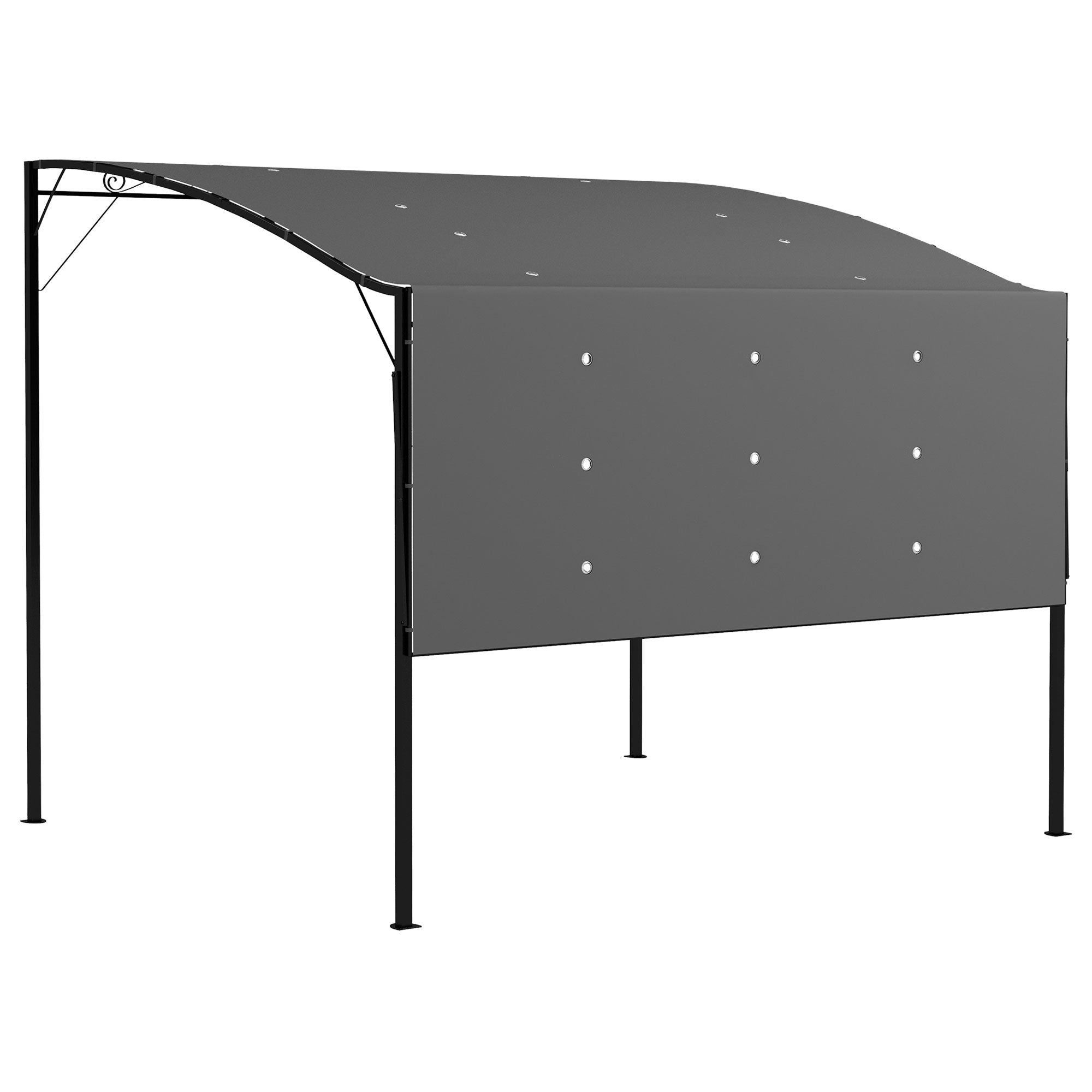 3 x 2.5m Patio Metal Gazebo Wall Mount Awning Shelter Charcoal Grey