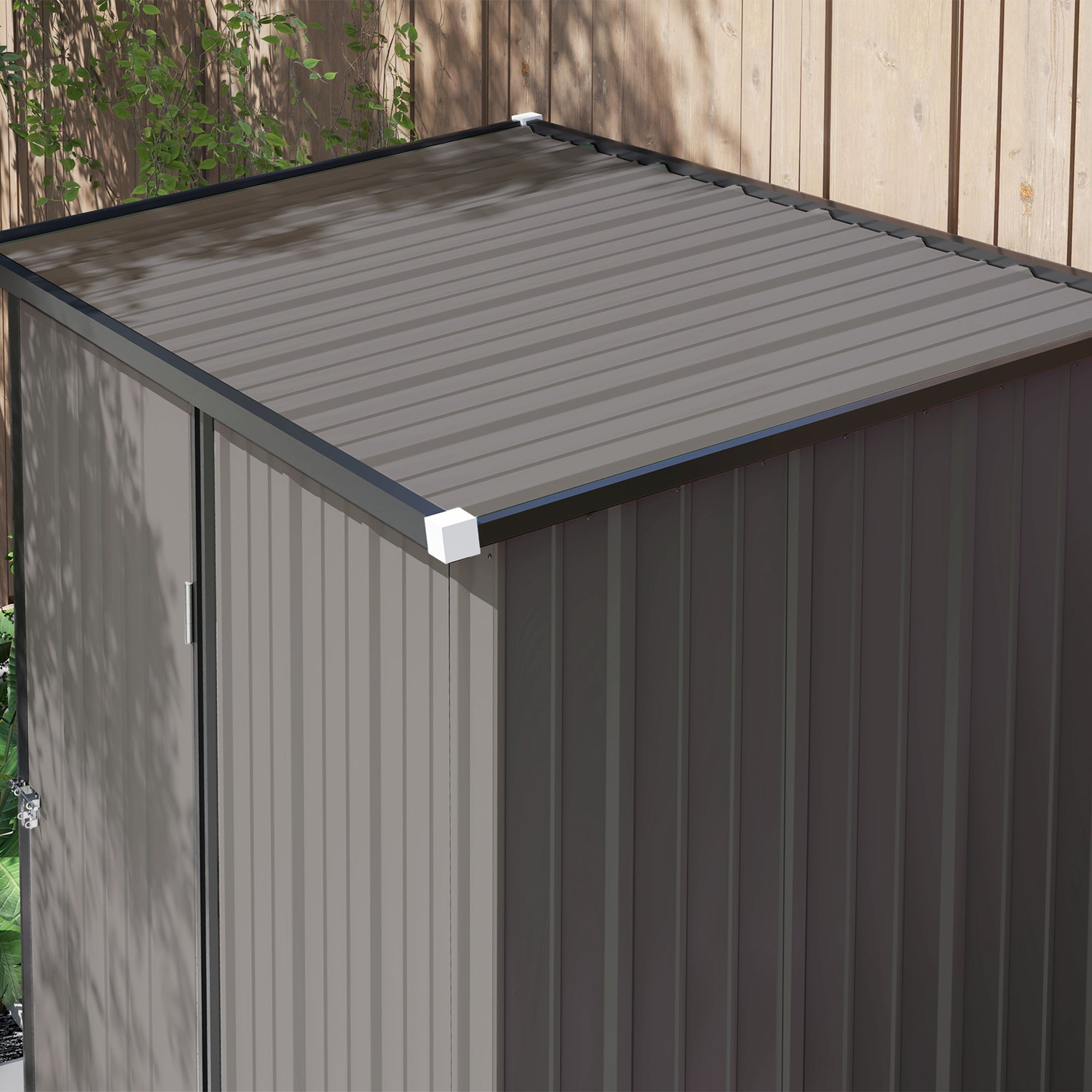 Garden Shed, 5.3 x 3.1ft Corrugated Steel Storage, Light Grey