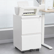 Mobile File Cabinet 2-Drawer with Lock Legal/Letter Size Steel - White