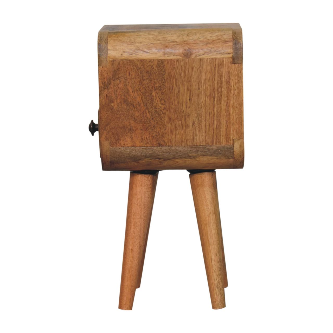 Solid Wood Bedside, Extra Mini Curved 1 Drawer Open Slot, Oak-ish Brown