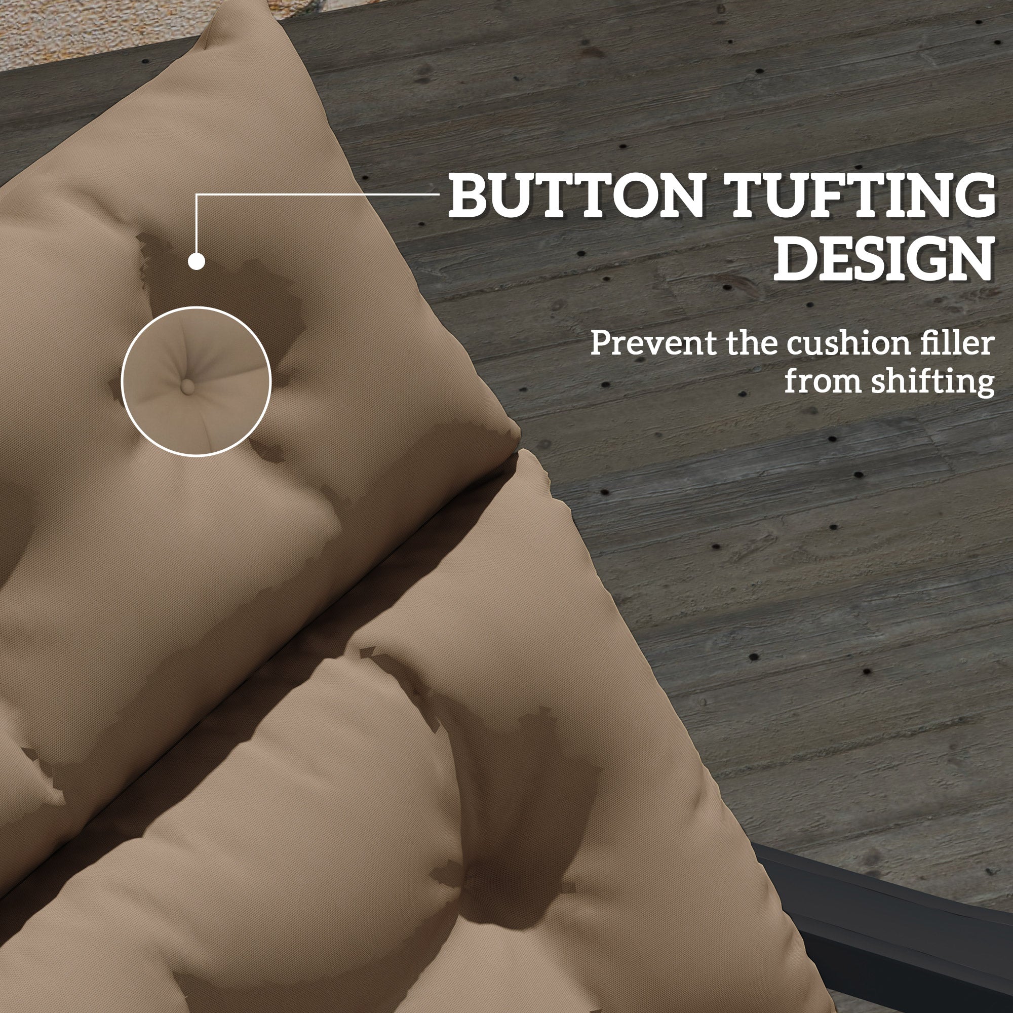 Sun Lounger Cushions, Thick Replacement Pads 190x56x10cm Khaki Fabric