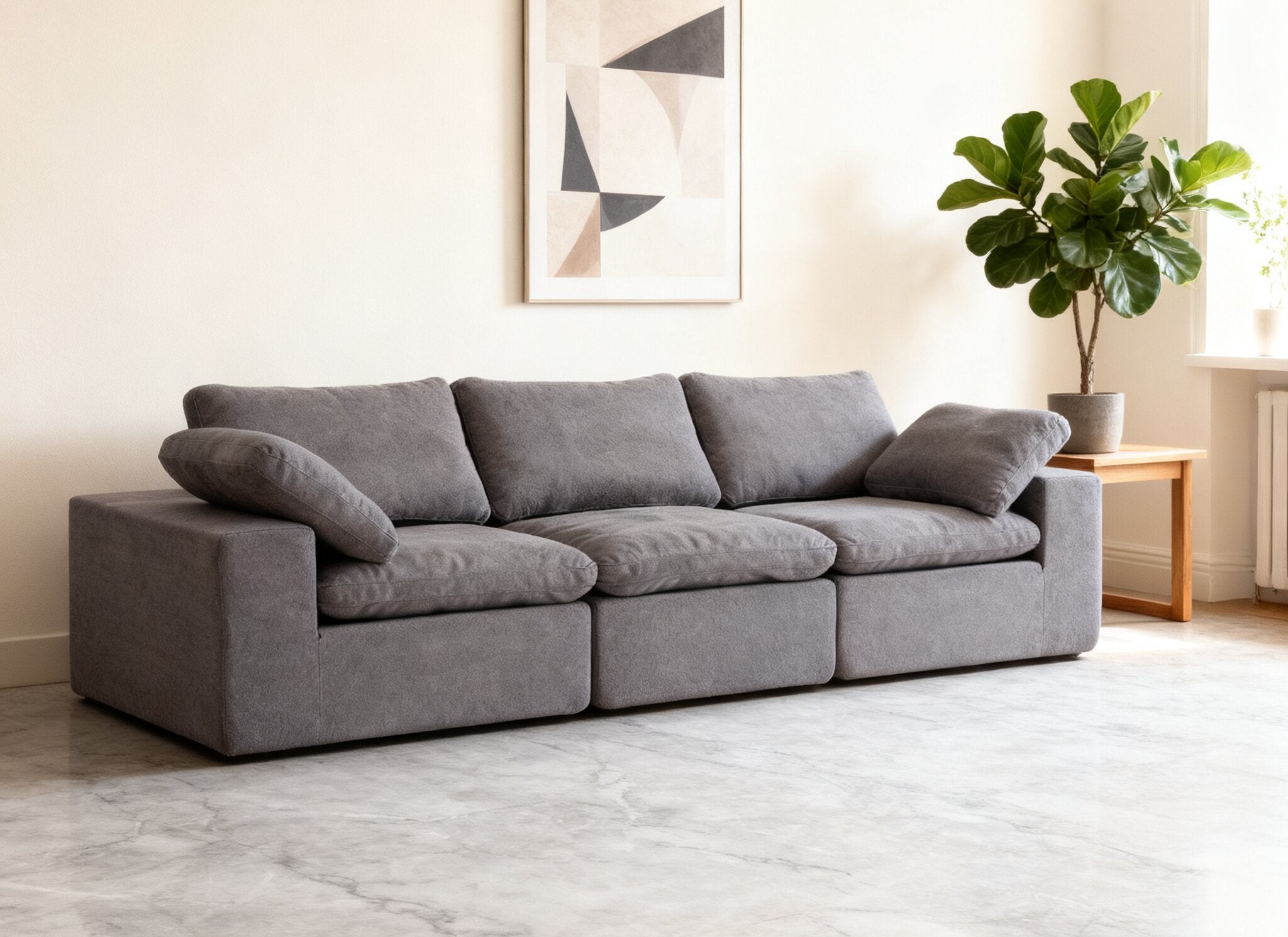 Cloud Modular Sofa Deep Seat Certified Foam, Grey Fabric