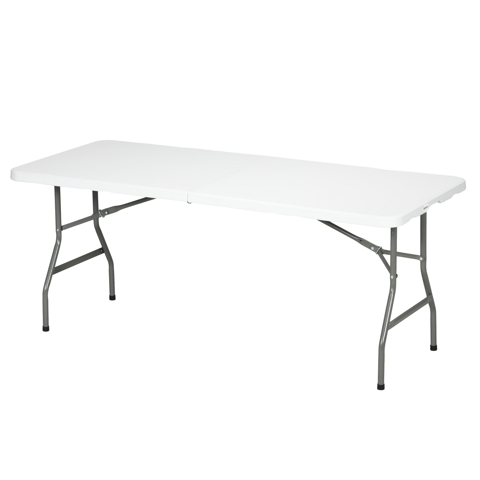 Folding Garden Table - 180x75cm Rectangular Outdoor Picnic Table for 6 - HDPE White