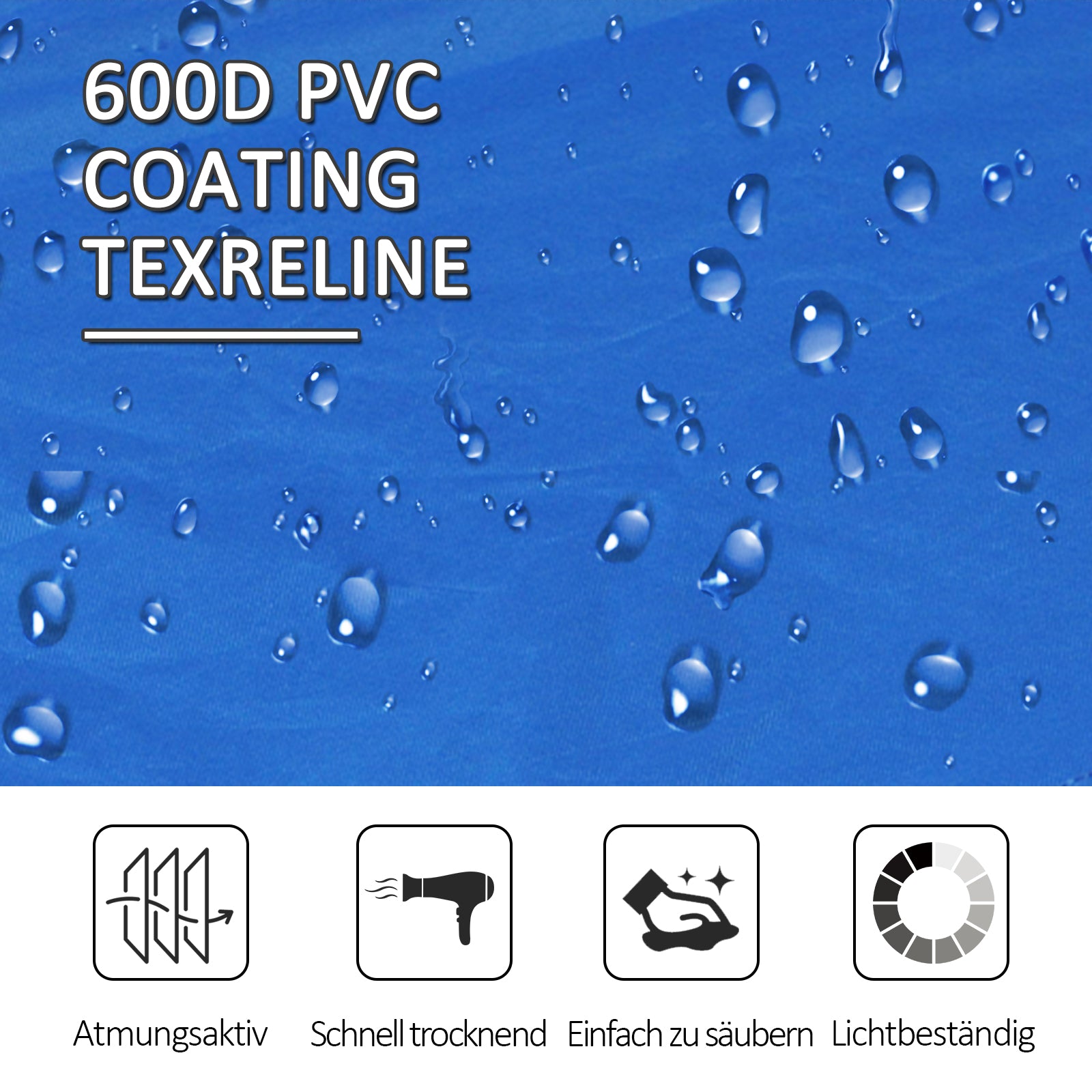 Folding Camping Bed, 2 Person with Carry Bag, 136 kg, Steel Oxford, Blue and Black