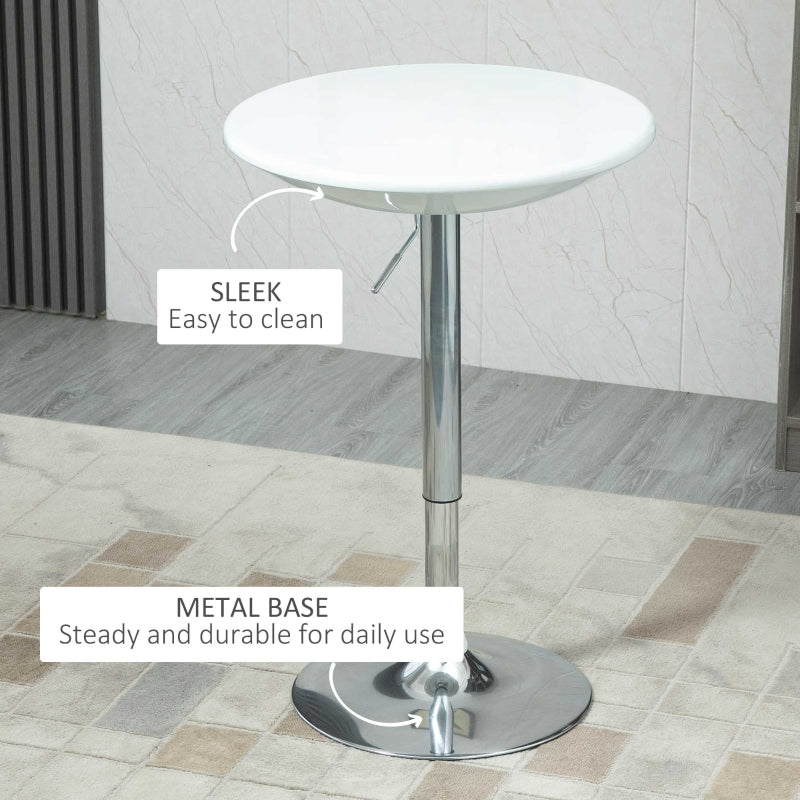 Modern Round Bar Table Adjustable Height Swivel Steel, White