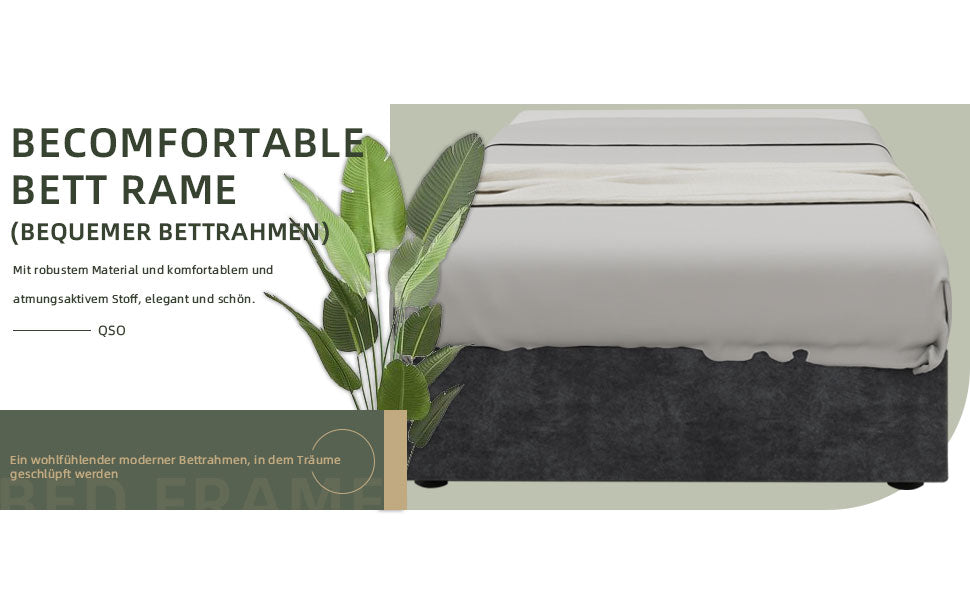 Modern Simple Style Bed Frame 90*200cm Gas Lift Storage Dutch Velvet Grey