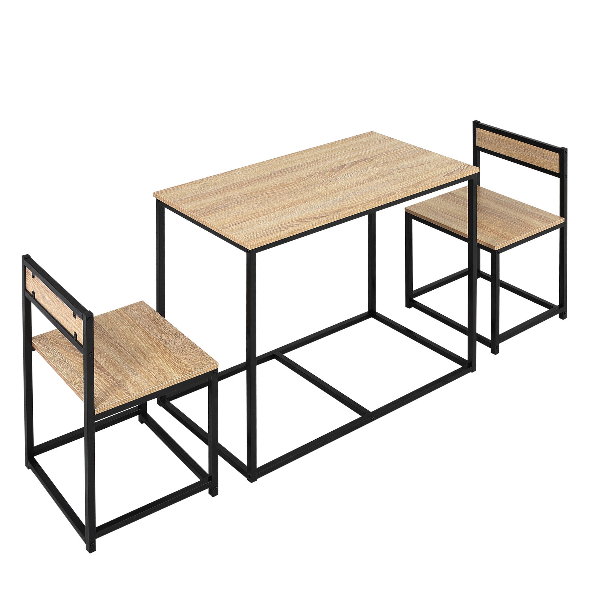 Dining Set 3-Piece 2 Chairs Small Spaces, Oak