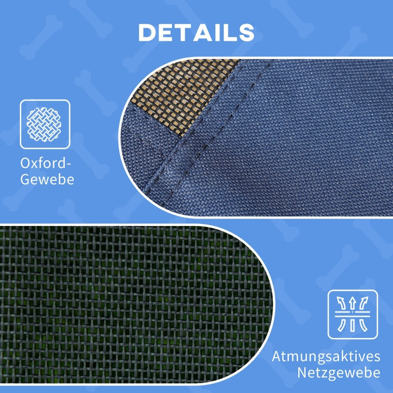 PawHut Outdoor Dog Bed with Canopy, Foldable, blue + black