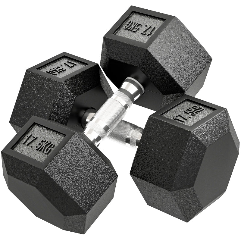 Dumbbell 35 kg Anti-Slip Grip - Black/Silver
