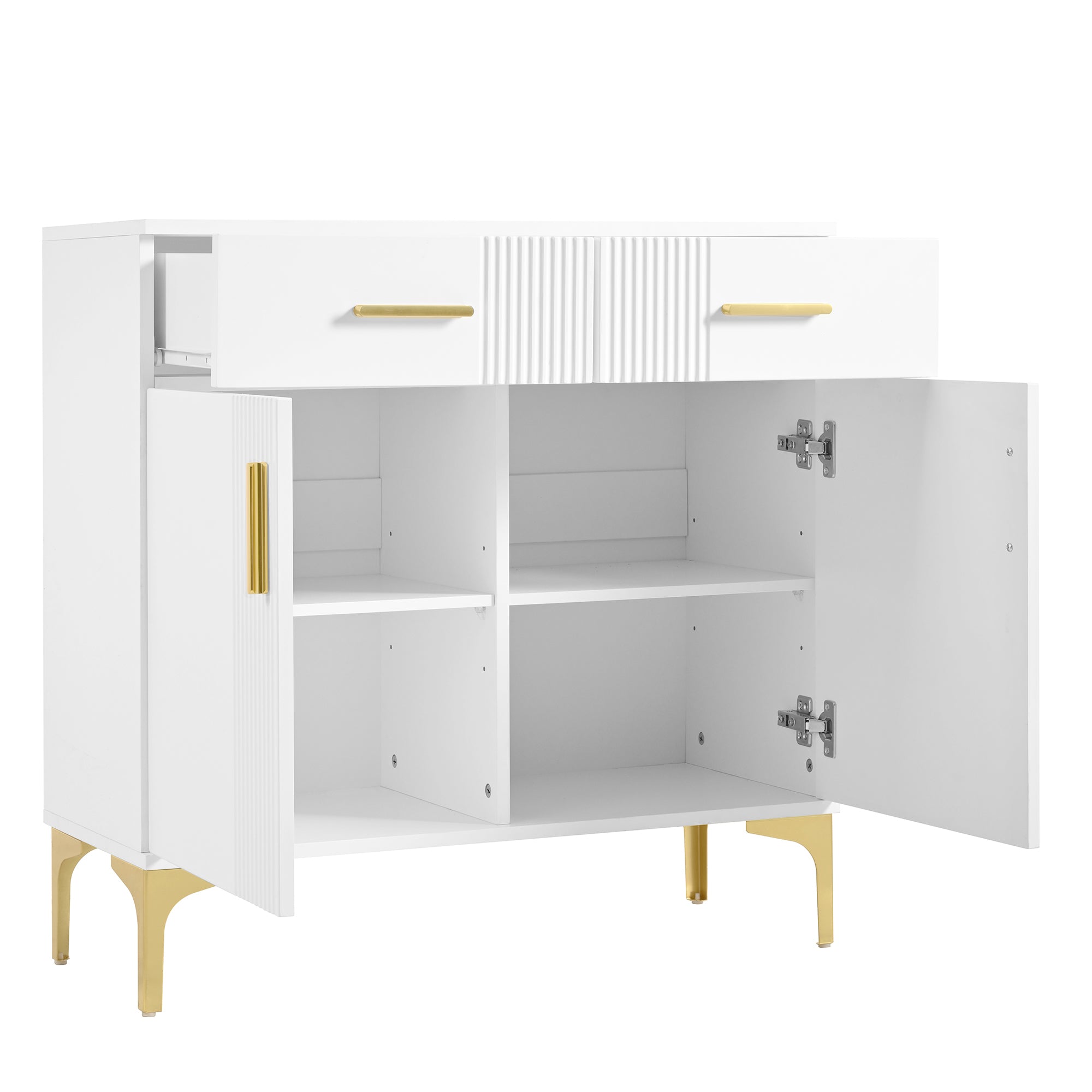 Modern sideboard with 2 doors and 2 drawers, metal