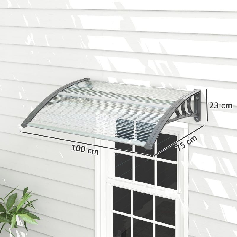 Front Door Canopy Outdoor Awning 100x75cm UV Rain Shelter Polycarbonate Clear