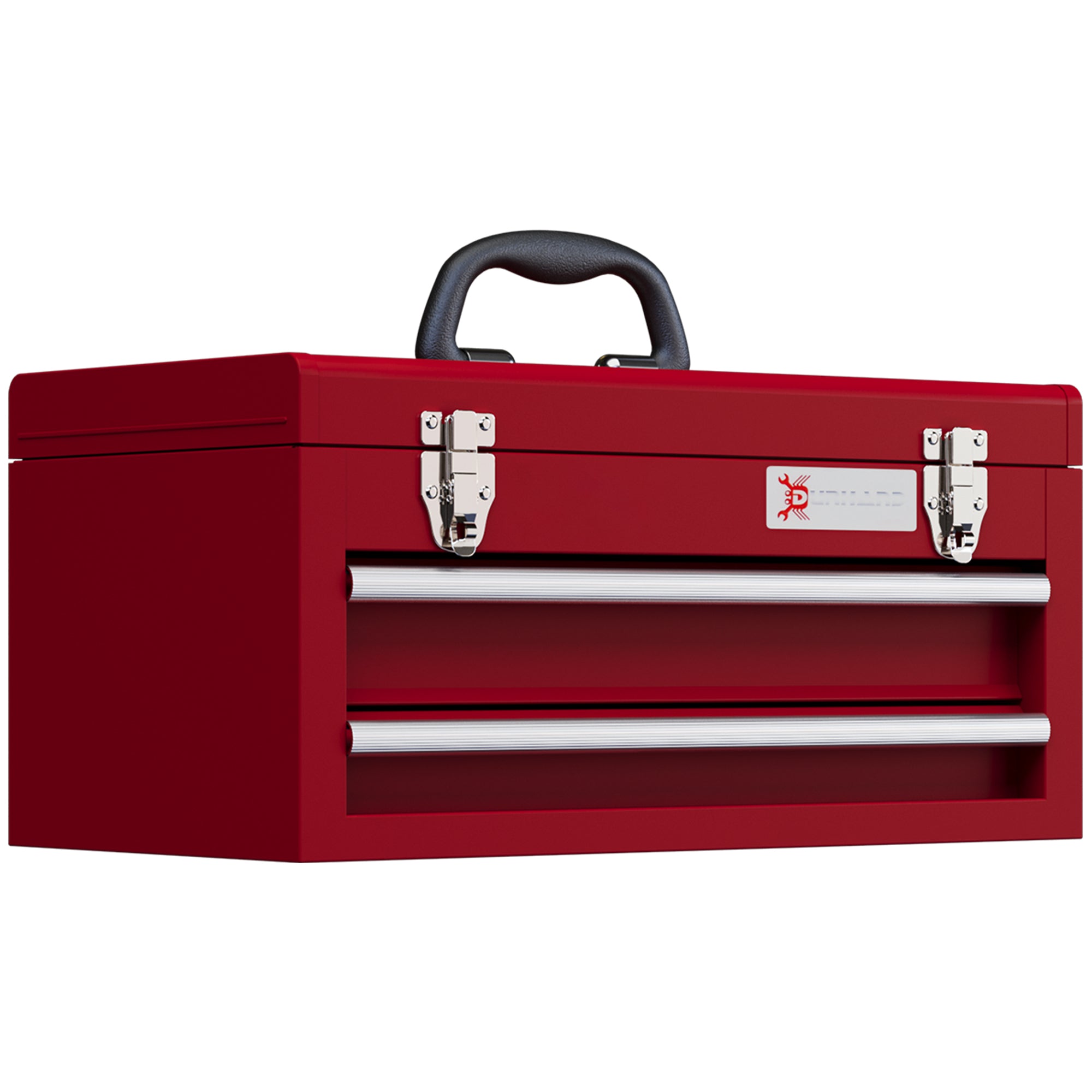 DURHAND empty tool case 46x24x22cm with 2 drawers and 2 locks, steel red