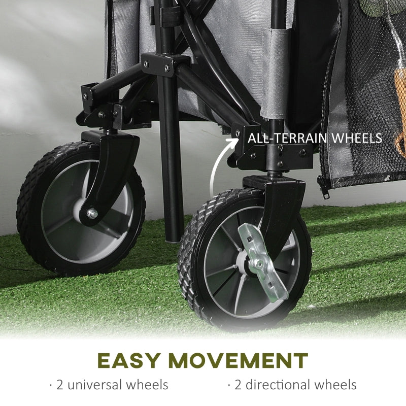 Garden Trolley, Folding Collapsible Utility Wagon, Dark Grey