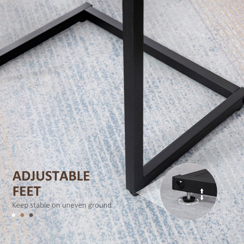 Nesting Side Tables Set of 3, C-Shaped Snack Tables Steel Frame, Rustic Brown