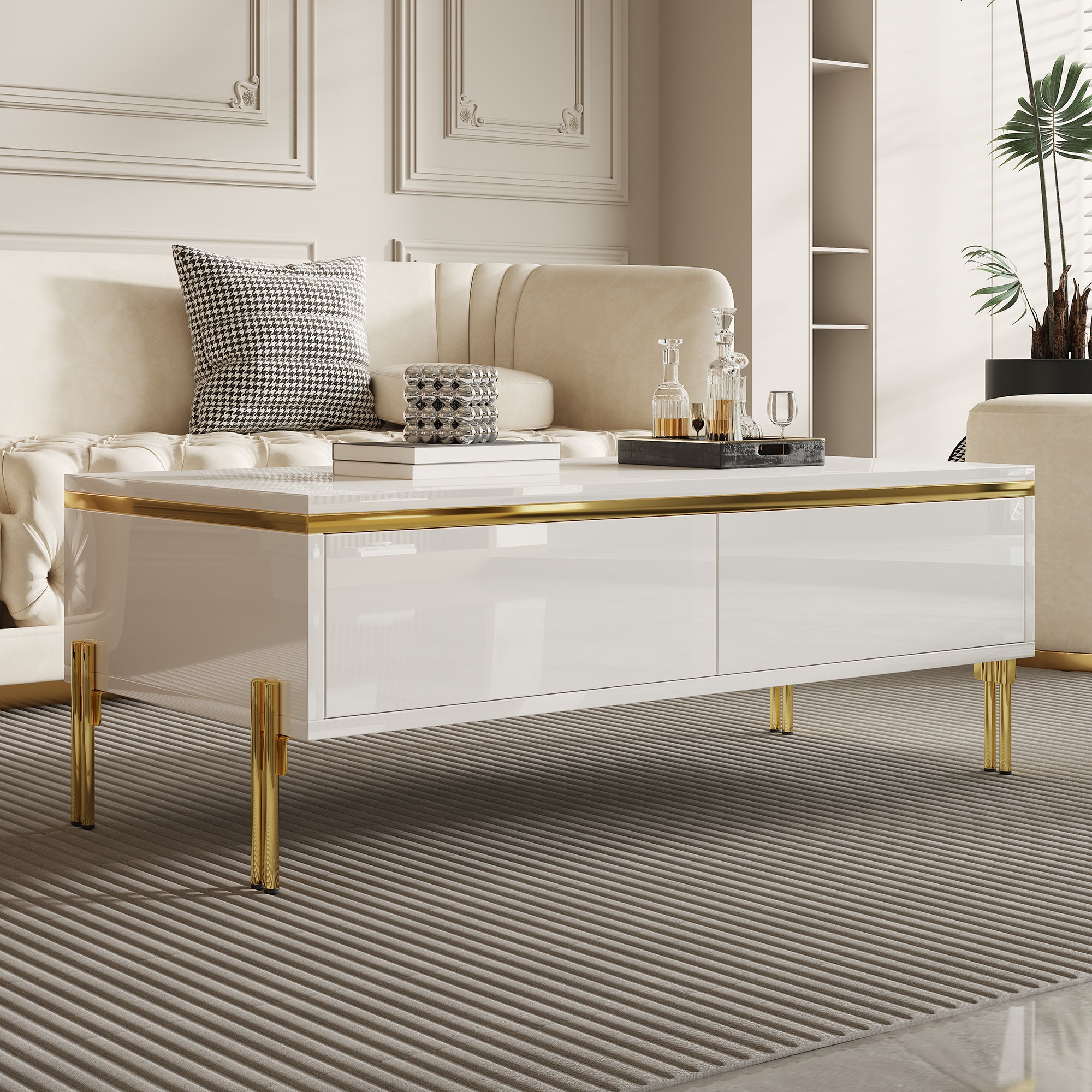 Coffee Table Multifunctional Side Table 100x50x36cm High-Gloss