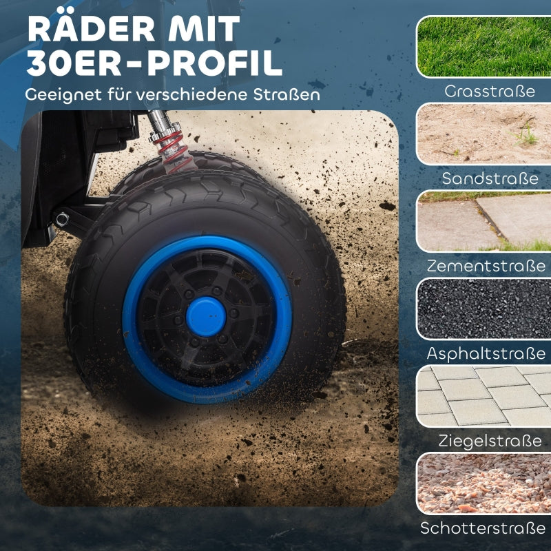 Electric Quad Bike for Children with LED Headlights and Music, Blue