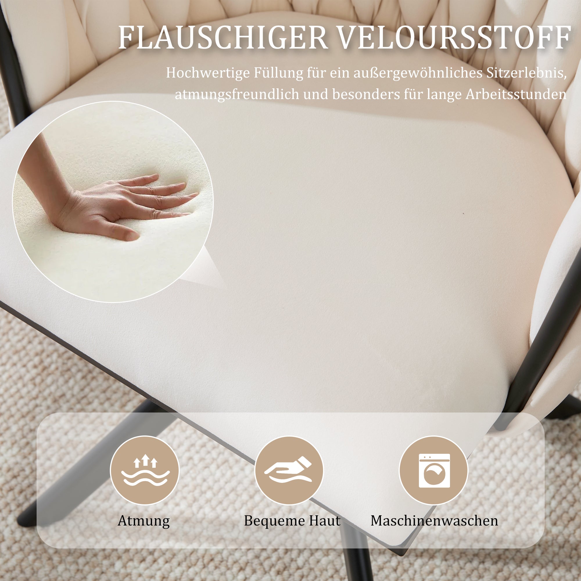 Velour Armchair | 180° Swivel Ergonomic Metal Frame | Set of 2, Velour