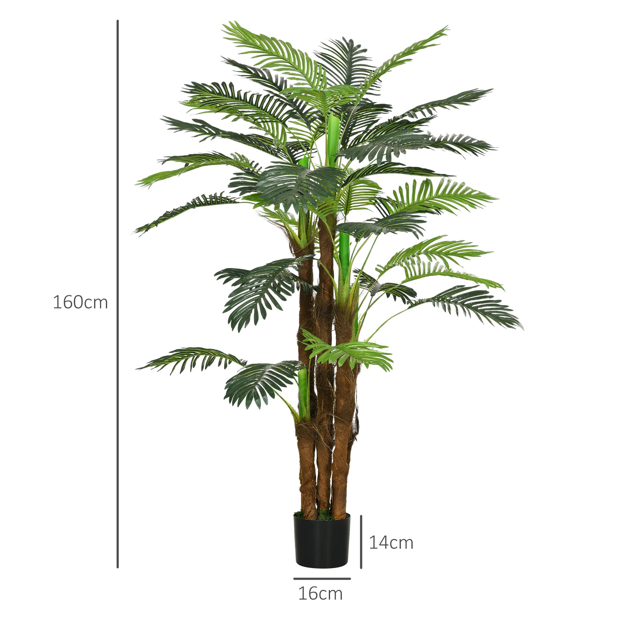 Artificial Palm Tree, 160 cm, 36 Branches, Green