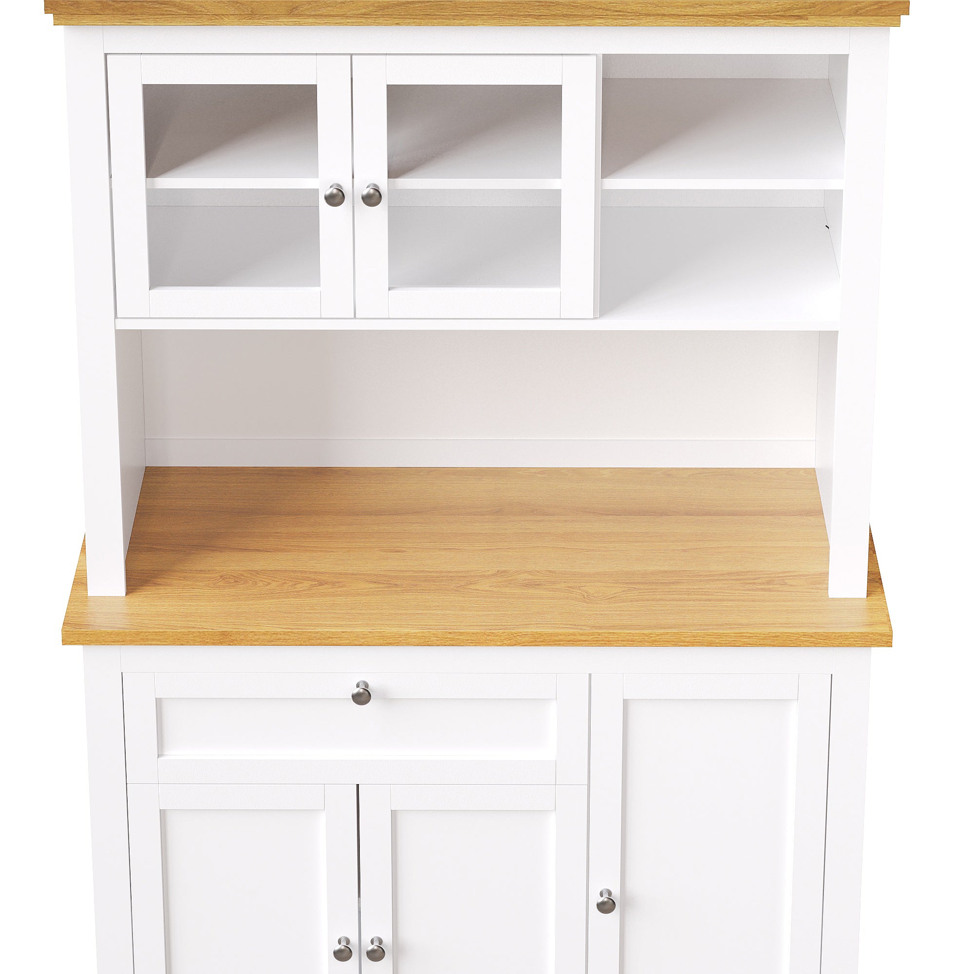 Tall Kitchen Cabinet 104x40x180cm Adjustable Shelves LED Lighting - White