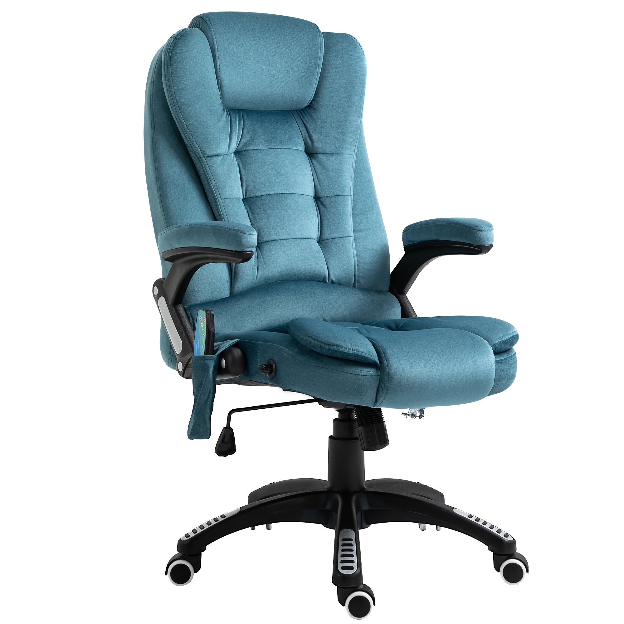 Massage Recliner Chair Heated Office Chair Six Massage Points Blue Velvet-Feel Fabric