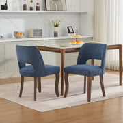 Wooden Dining Chairs Set of 2 Modern Fabric Upholstered - Blue