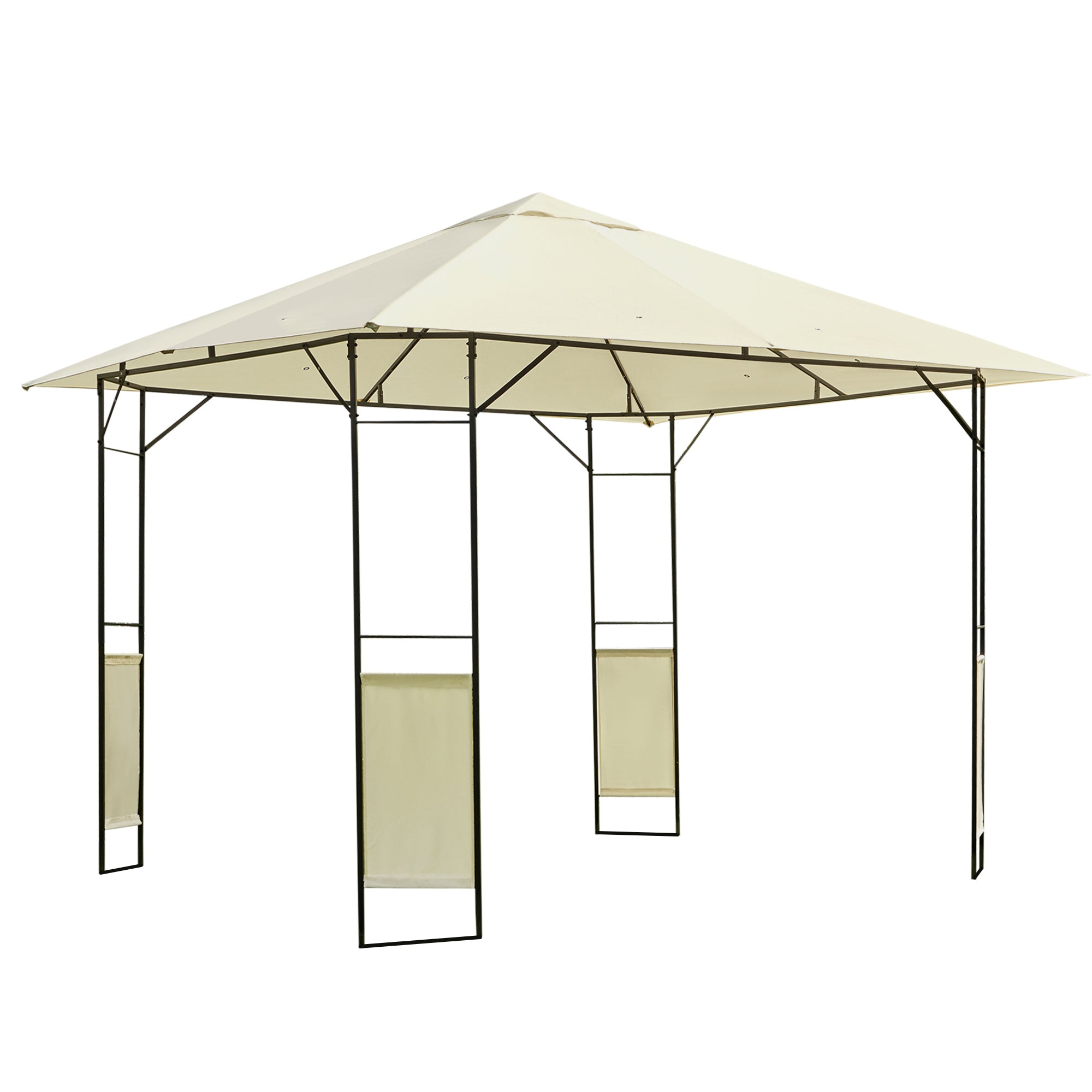 3x3m Garden Gazebo Marquee Steel Frame Water Resistant, Cream