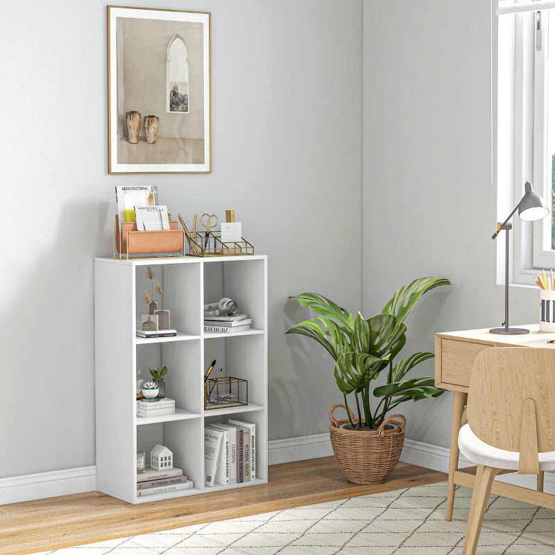 6-Cube Bookshelf Storage Unit Particle Board White