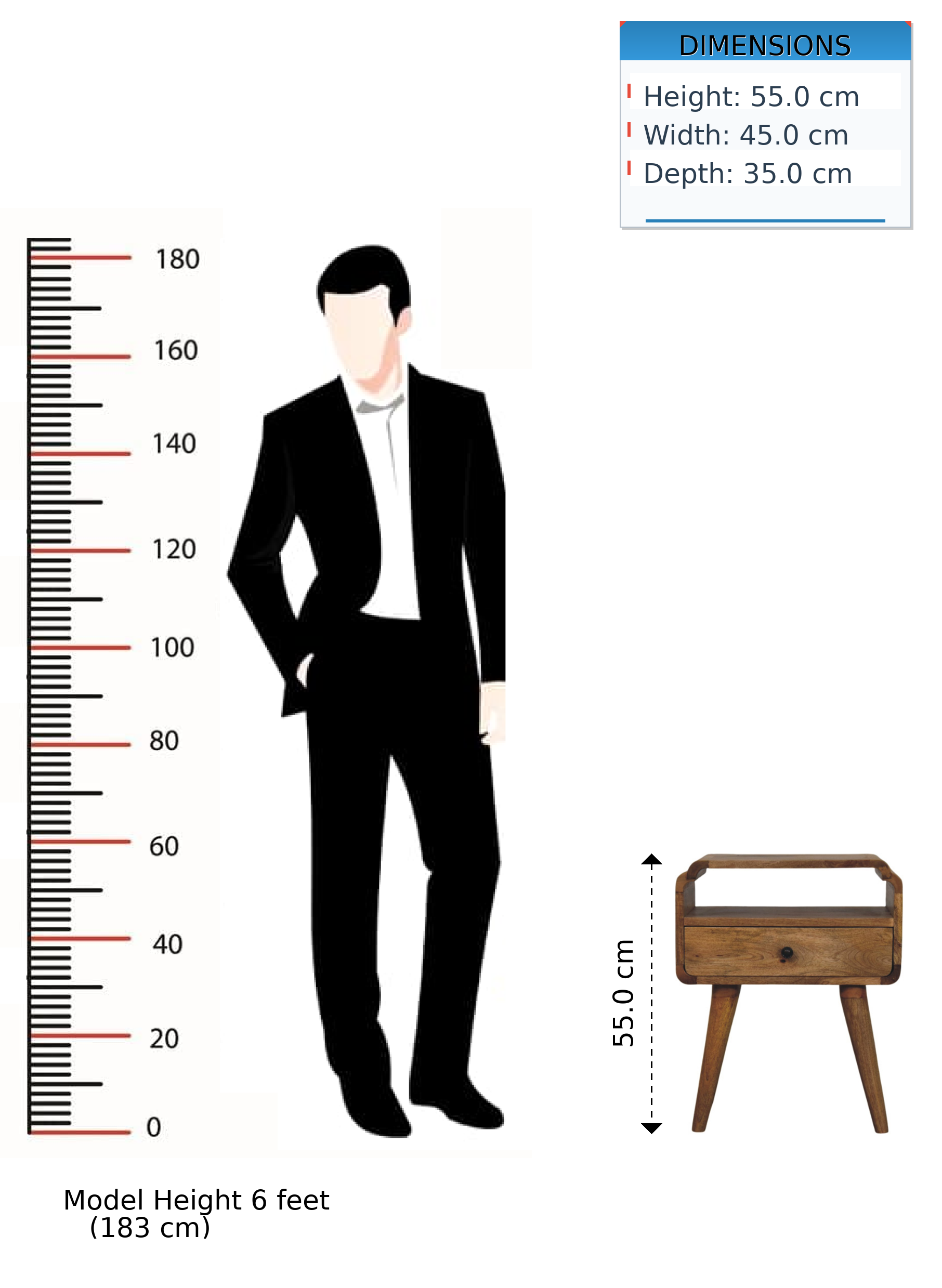 Newton Nightstand, Solid Wood, Oak-ish Finish
