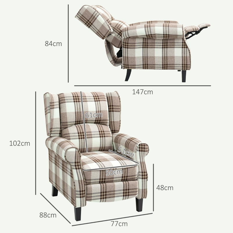 Reclining Armchair 160° with Footrest - Brown