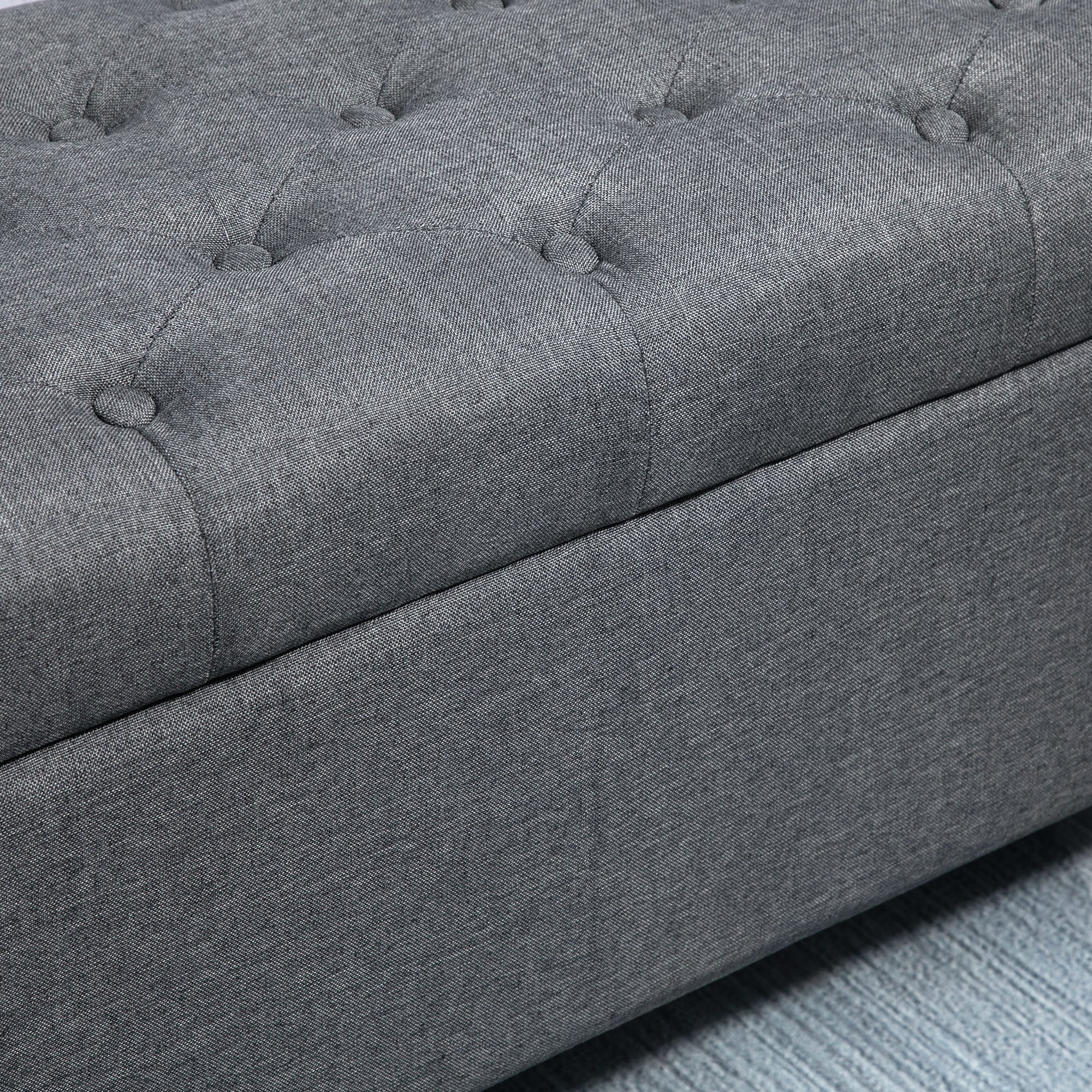 Upholstered Bench with Storage Space 100x40x44 cm, Dark Grey Polyester/Rubberwood
