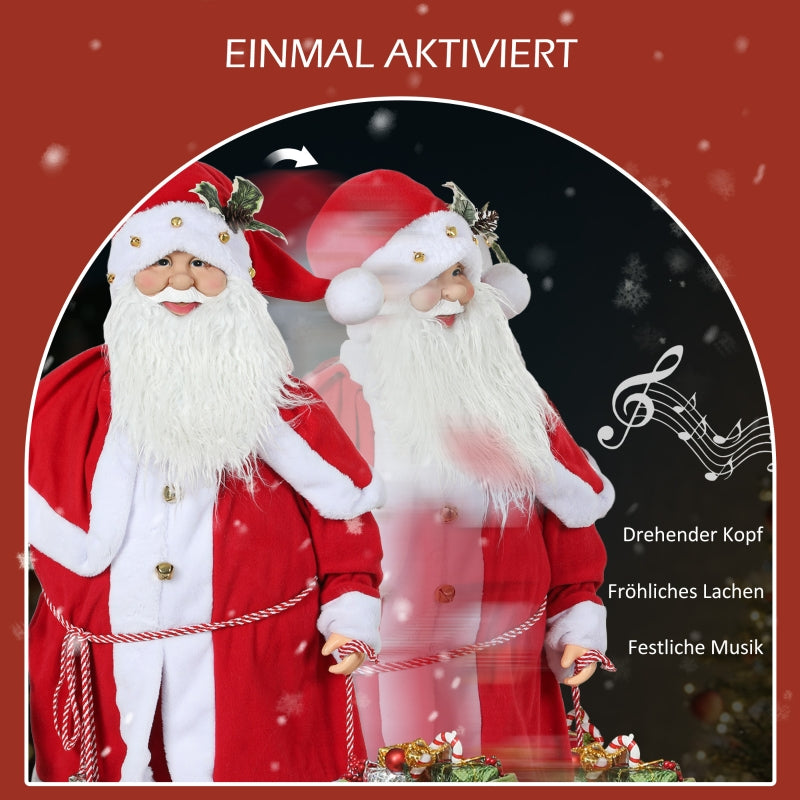 Santa Claus Figurine, Movable, Sound, Music, 140 cm, Red