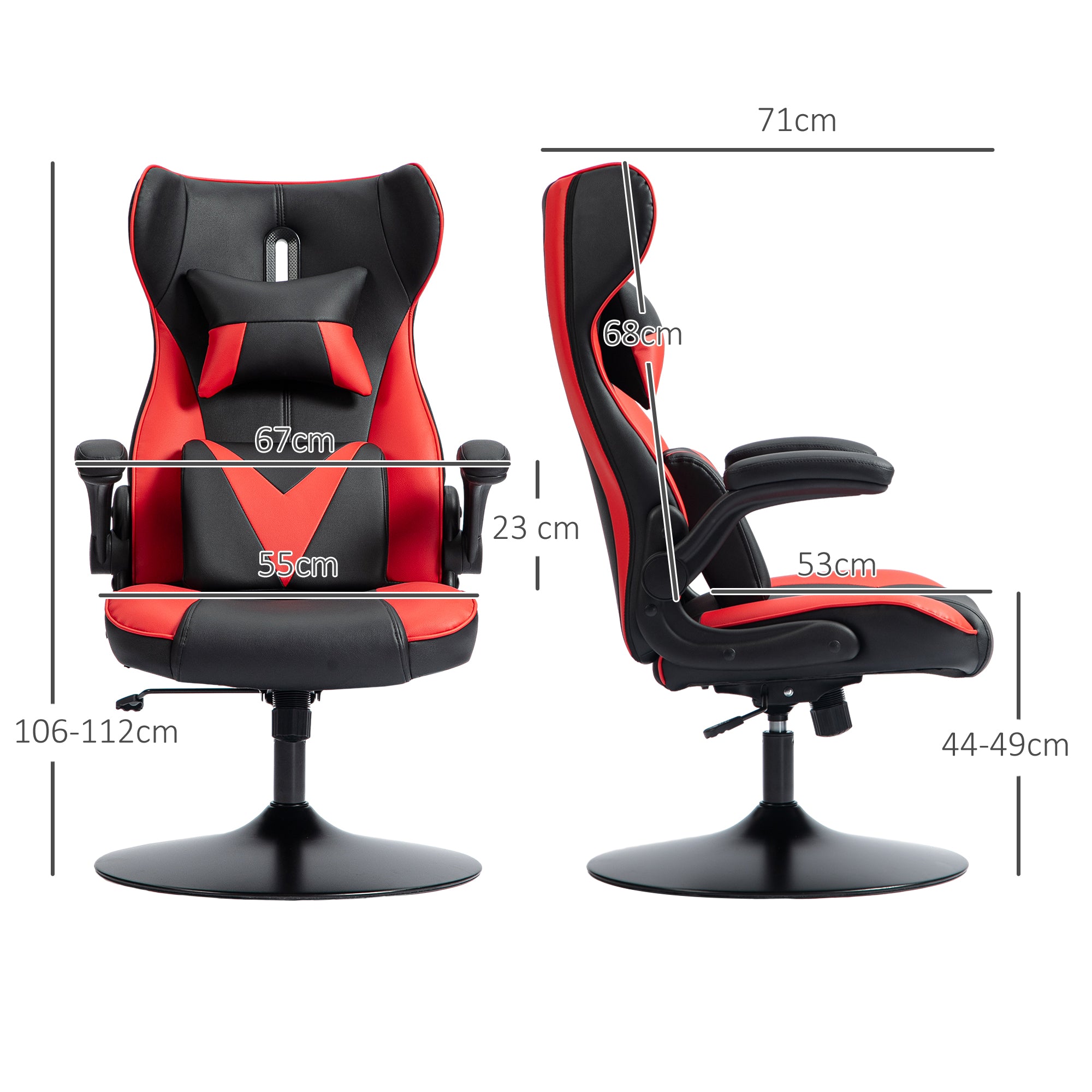 Vinsetto Gaming Chair with Rocker, Ergonomic, Height-Adjustable, Black + Red