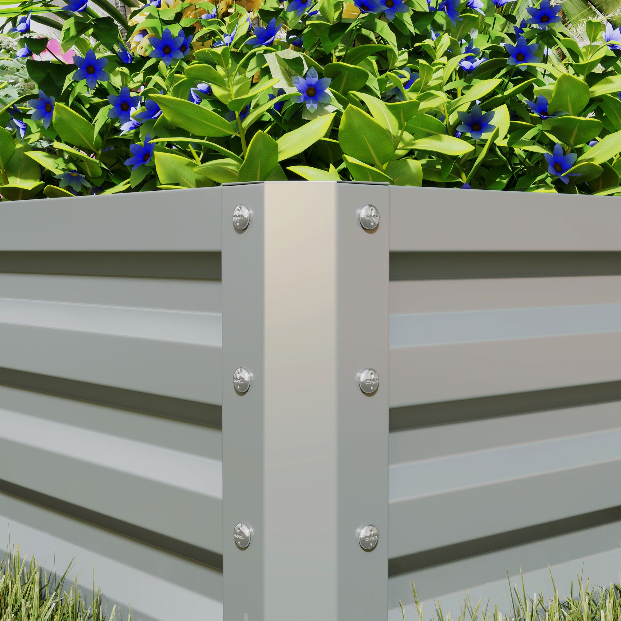 Steel Planter Boxes, Set of Two 60x60cm, Light Grey