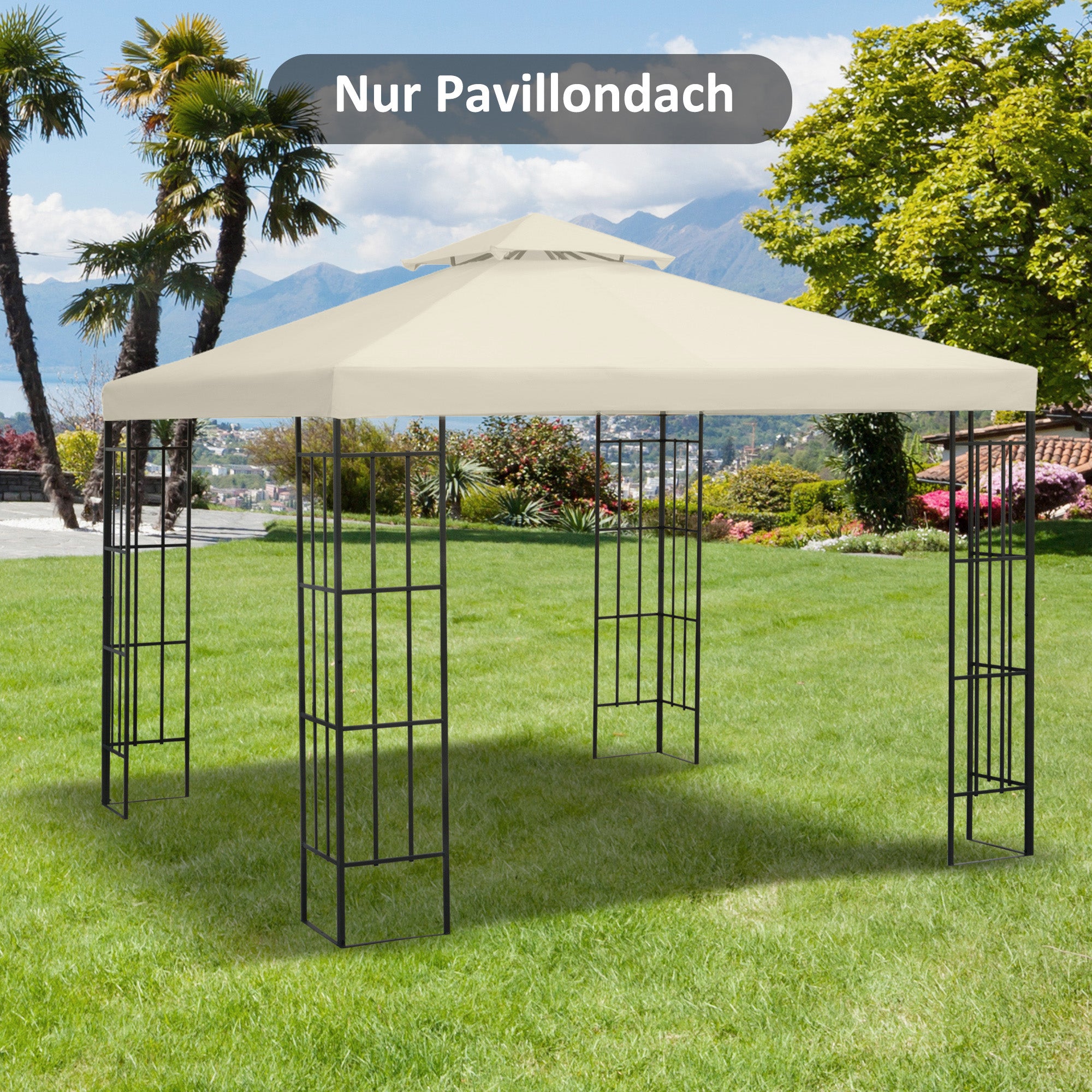 Replacement Roof for Metal Gazebo 3x3m Garden & Patio, Cream White Polyester