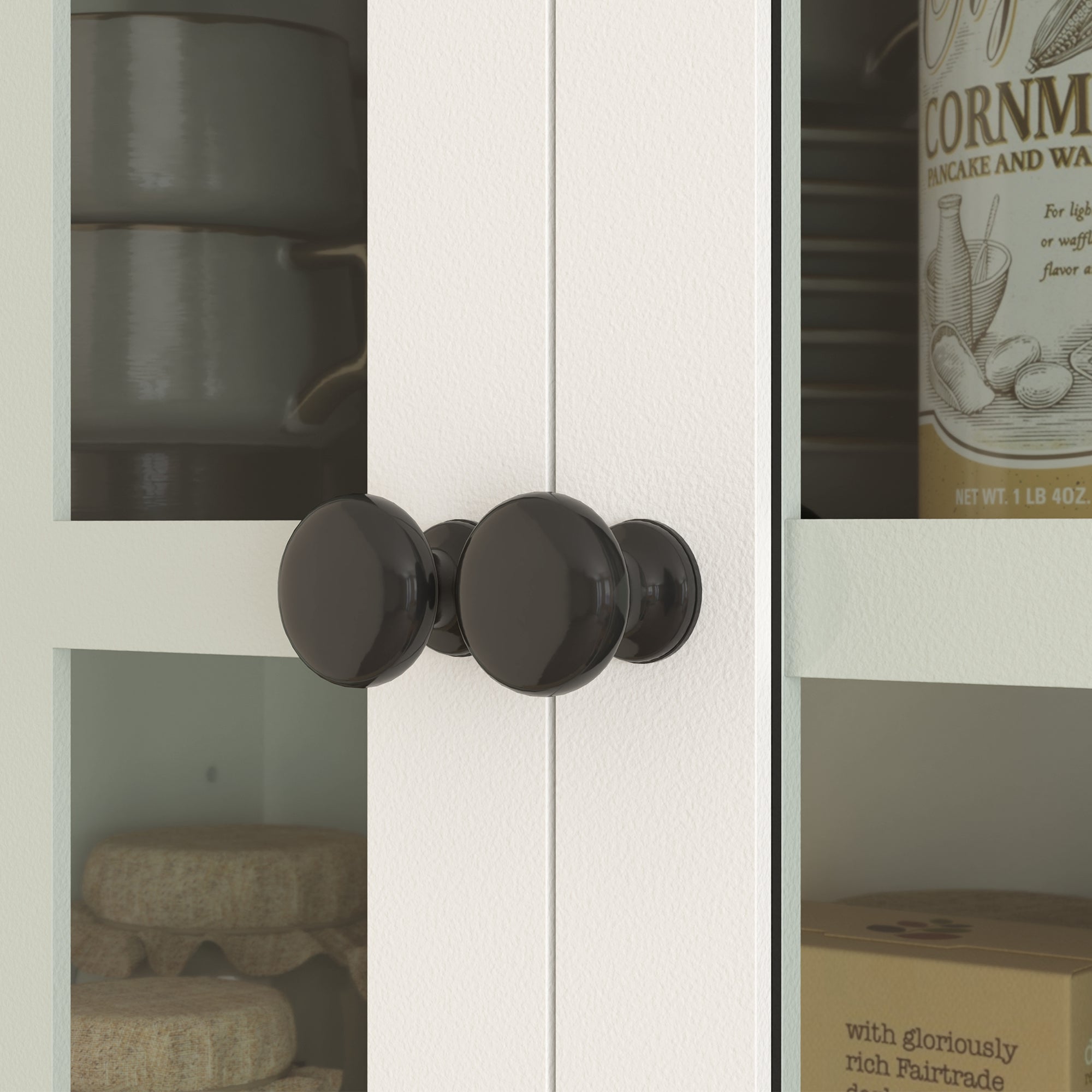 Kitchen Cabinet Glass Doors 2 Drawers - Wood White