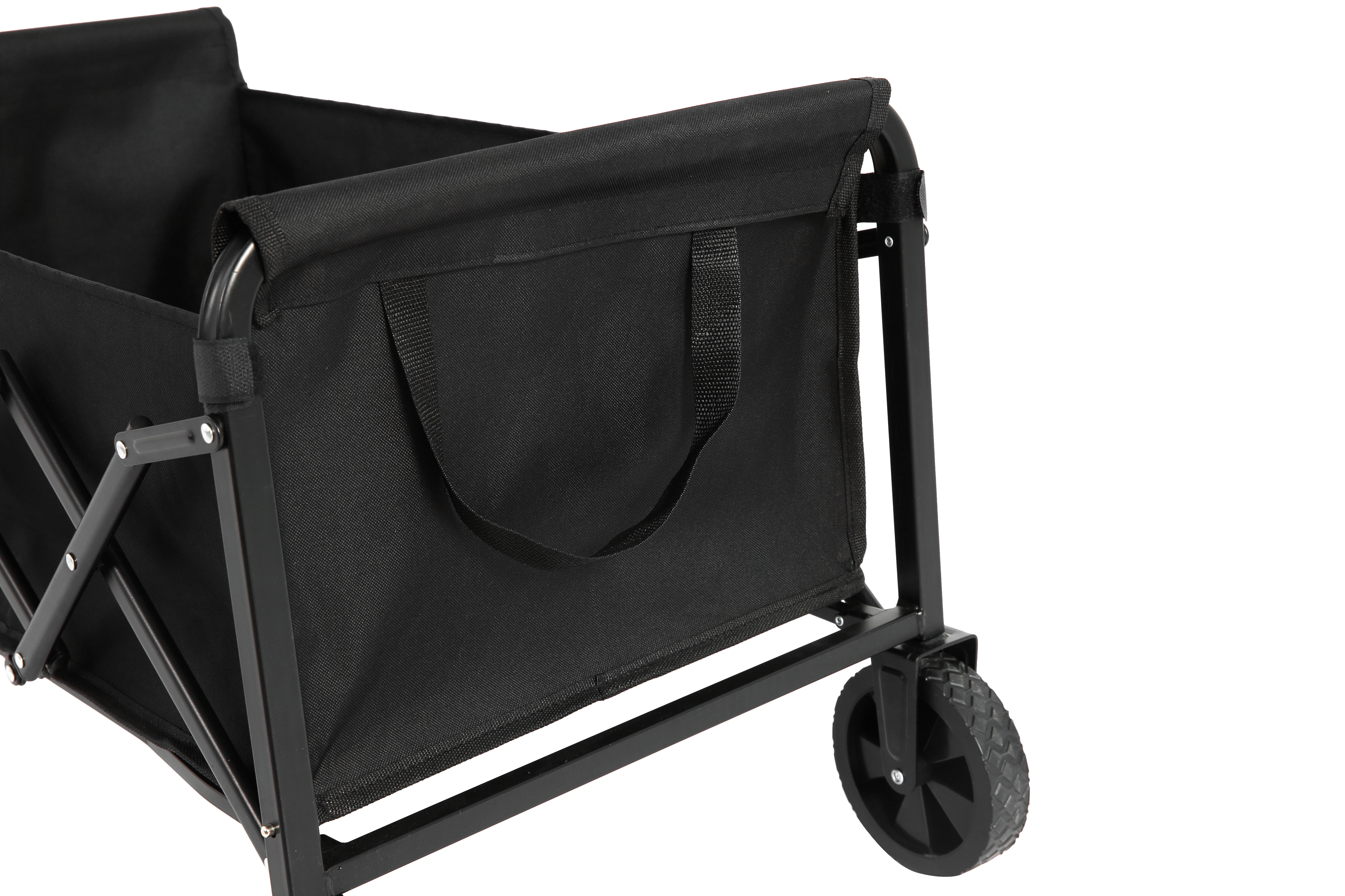 Lightweight Portable Folding Beach Wagon - Heavy Duty Utility Cart with Wheels, Large Capacity, Black