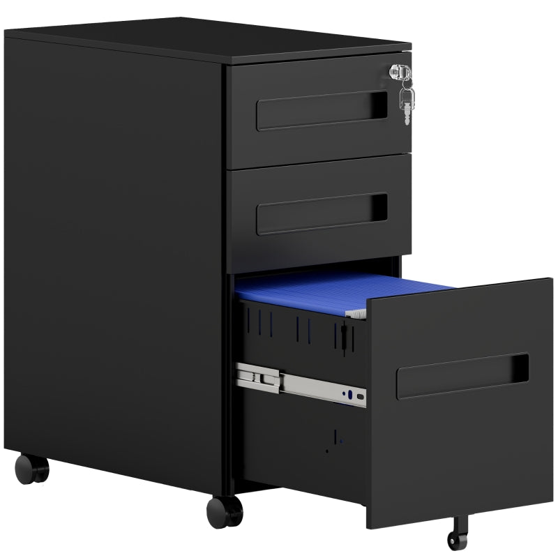 Filing Cabinet Three-Drawer Steel Black