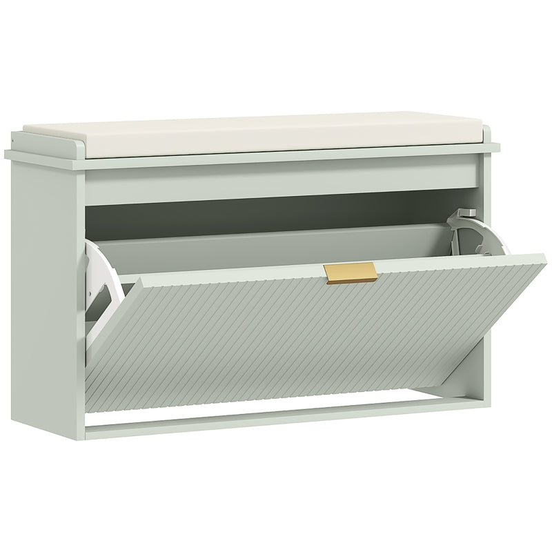 Elegant Eight Shoe Bench with Top Seat Green