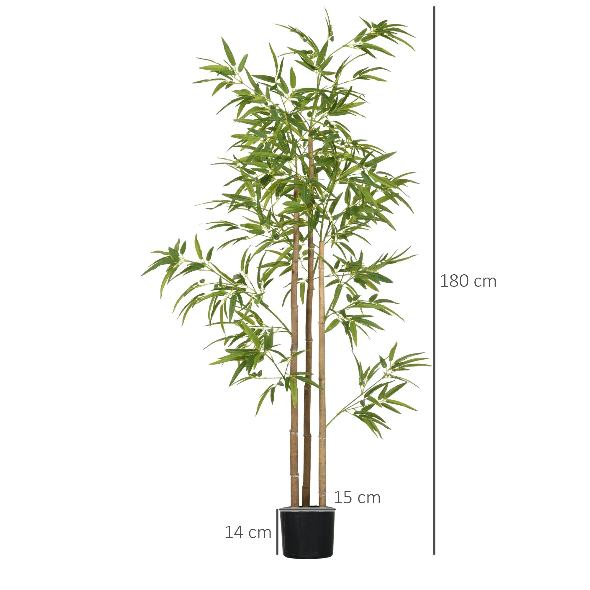 Artificial Bamboo Plant, 180cm with 830 Leaves, Green
