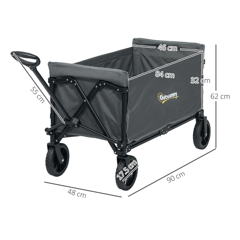 120L Festival Trolley, Folding Compact Cart with Adjustable Handle, Grey