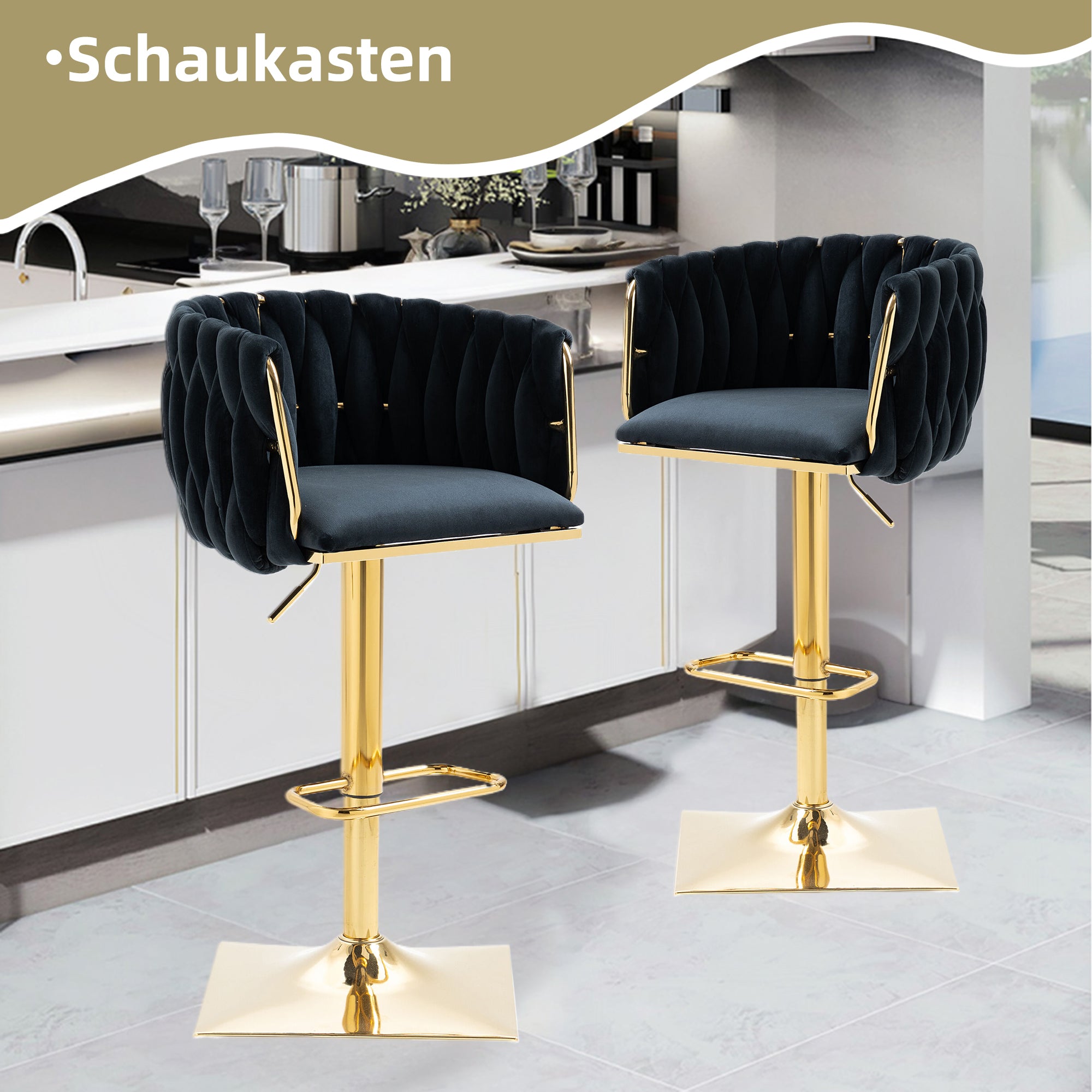 Vintage Bar Stool with Backrest and Footrest, Counter Height Dining Chair