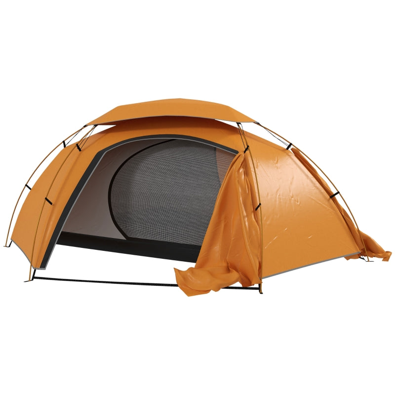 Aluminium Frame Camping Tent, 1-2 Man Dome with 2000mm Waterproof Rainfly, Orange