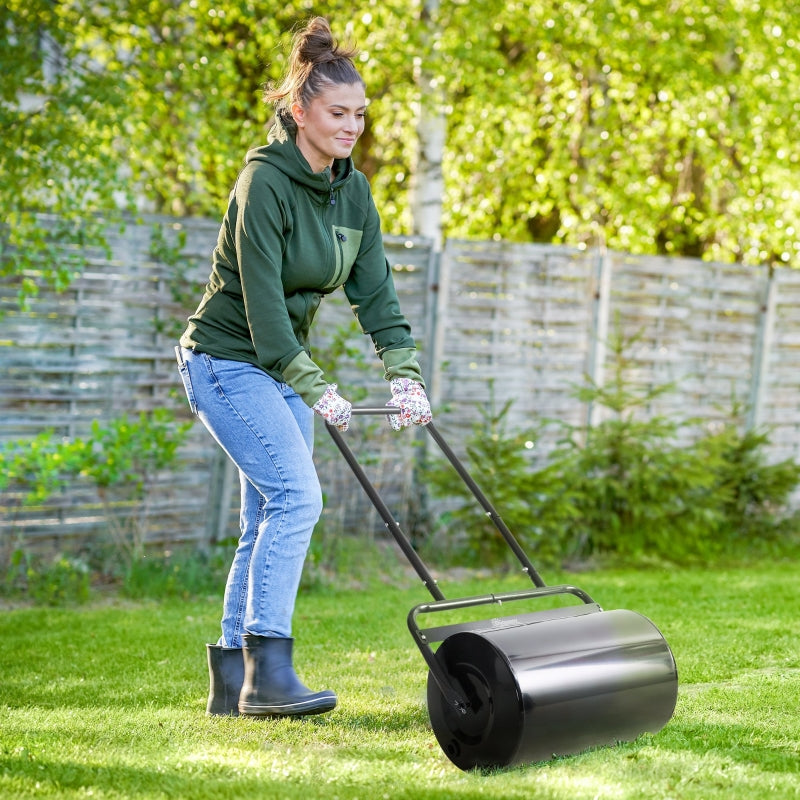 Lawn roller U-handle 32cm diameter 38L water or 62kg sand, metal black