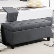 Upholstered Bench with Storage Space 100x40x44 cm, Dark Grey Polyester/Rubberwood