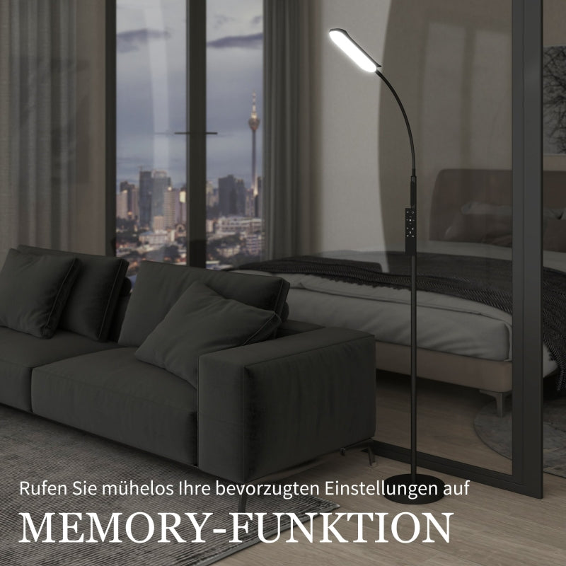 LED Floor Lamp Dimmable with Remote Control & Touch Control, 360° Adjustable Gooseneck, 1-Hour Timer, Memory Function, Black