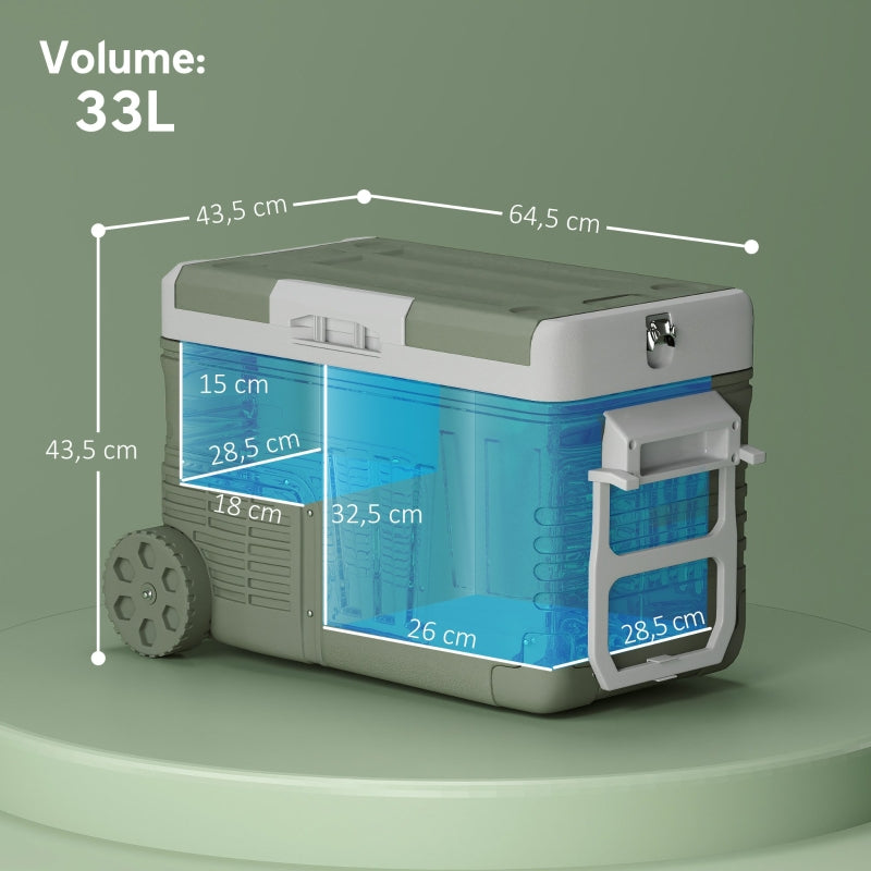 Compressor Cooler Box 33L Electric LED Mini Fridge 12/230V, Green