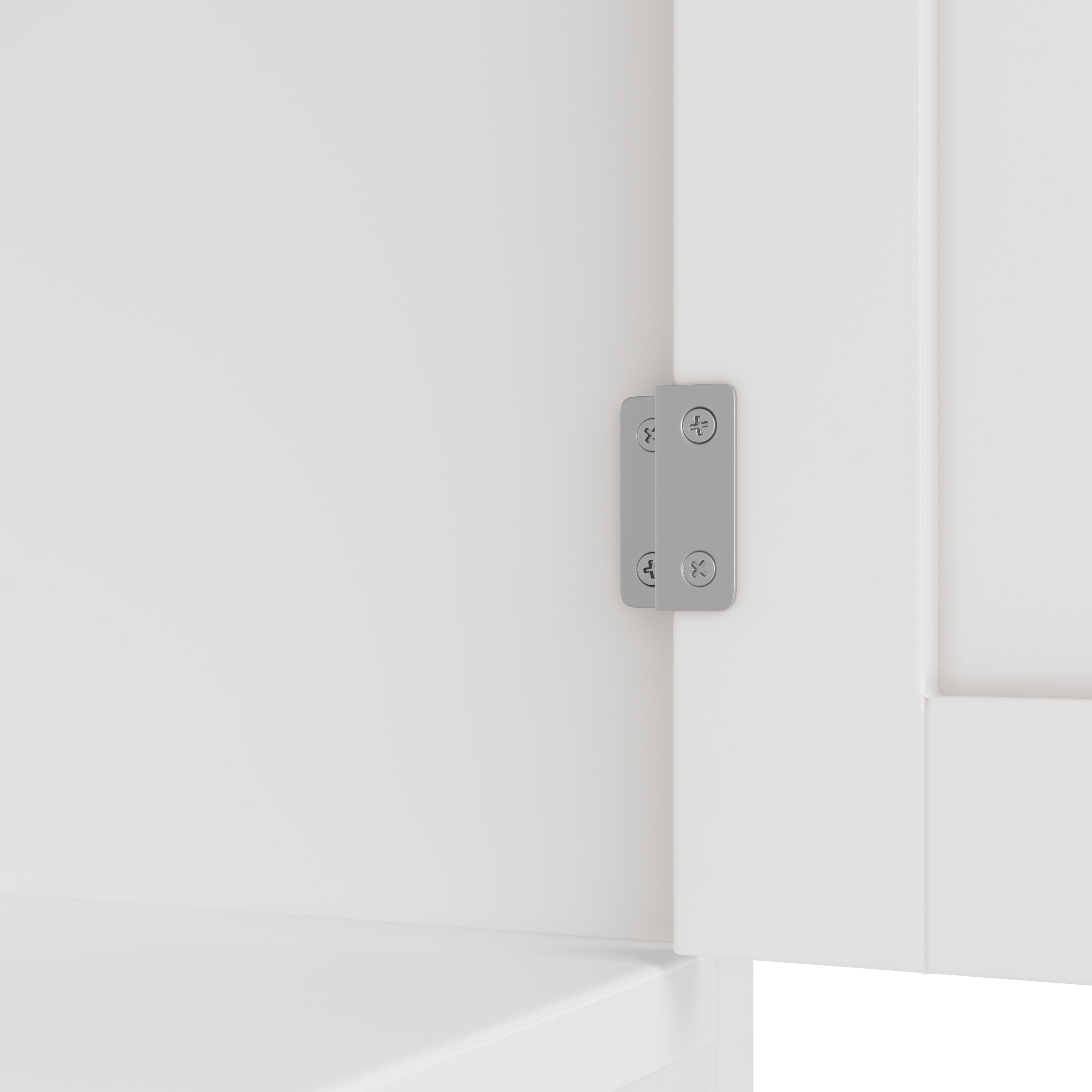 Tall Kitchen Cabinet Buffet Wine Rack Adjustable Shelves 4 Doors 2 Drawers - White